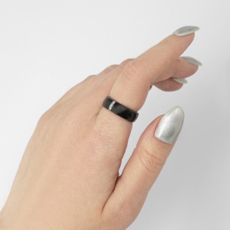 Ring Ceramics "Rhinest", 6 mm, black color, 19 size-1