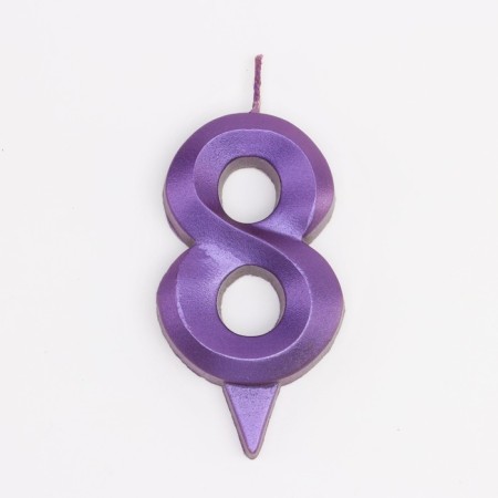Candle in the Cake "Fine", number "8", purple metallic, 6.5 cm-2