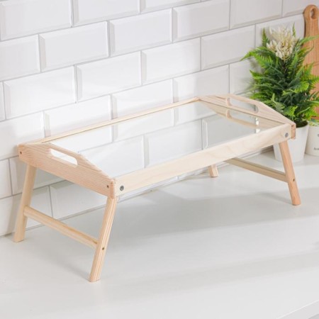 Folding breakfast table, 50 × 30cm, with handles, mirror