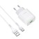 Network charger Hoco C72Q, 18 W, USB Qc3.0 - 3 A, Type -C 1 m cable, white