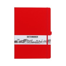 Скетчбук Sketchmarker, 210 х 300 мм, 80 листов, твёрдая обложка из искусственной кожи, красный, блок 140 г/м2