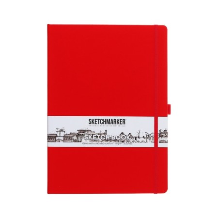 Sketchmarker sketchbook, 210 x 300 mm, 80 sheets, solid leather cover, red, block 140 g/m2