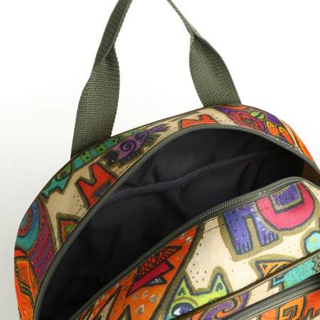 Road bag with lightning, external pocket, suitcase holder, long belt, beige color/multi -colored-2