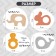 Set of teething: hare, elephant, whale, bottle + lace, 4 pcs.