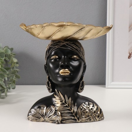 Souvenir Polystone stand "Girl with a gold leaf on her head" 10.5x22x23.5 cm