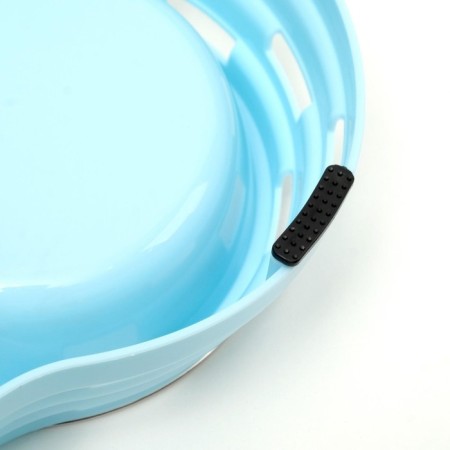 Metal dual bowl on a plastic base 2 x 160 ml, 25 x 14 x 5 cm, blue-5