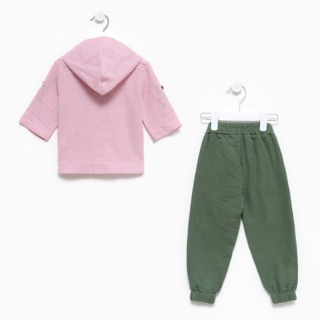 Kit for girls (blouse/pants), pink color/hacks, height 92cm-6