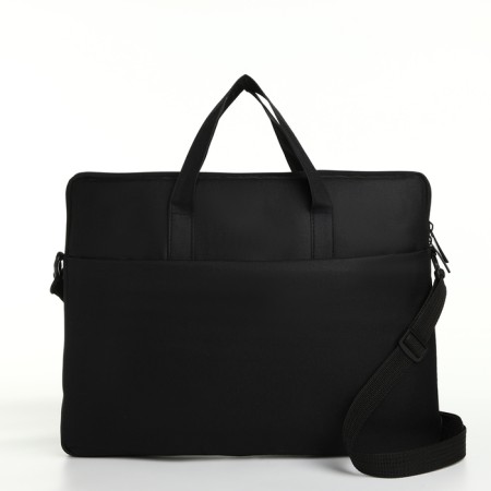 Laptop bag with a zipper, outer pocket, black color-1