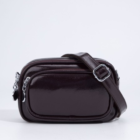 Cross-Bodi bag with zipper, burgundy color