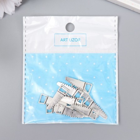 Decor Metal for creativity "saw" silver G095B760 2.3x0.9 cm-3