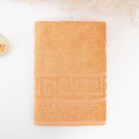Terry towel with a Greek border 70x140 cm, Gold Earth, cotton 100%, 430g/m2-1