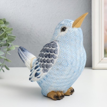 Polystone souvenir "Bird, blue snowflakes" 18.5x10x17 cm-5