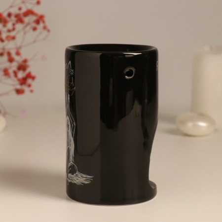 Aroma lamp ceramics "I choose myself" black with gold 7.2x7.2x11.6 cm-4