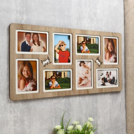 Photo frame of HDF in 8 photos 10x15 cm (plastic screen)-1
