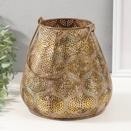 Summary Metal for 1 candle "Pattern. Pokkovka" aged gold 20.5x20x20.5 cm
