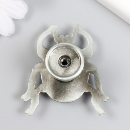 Handle for the casket Metal "God's cow" aged silver 4.8x4.3 cm-2