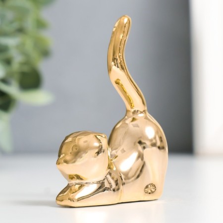 Souvenir Ceramics "Cat - Sucking" gold 5.5x2.4x7.8 cm-1