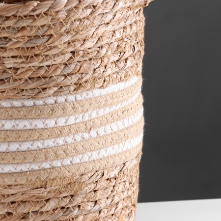 Storage basket with handles "Java", D280 S280 B260, natural, white-3