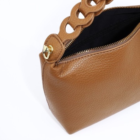Baget bag with zipper, brown color-6
