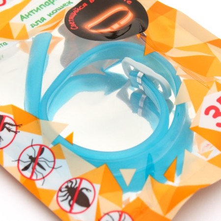 The bio -haired "Pijon" for animals, from fleas and ticks, glowing in the dark, turquoise, 35 cm-2