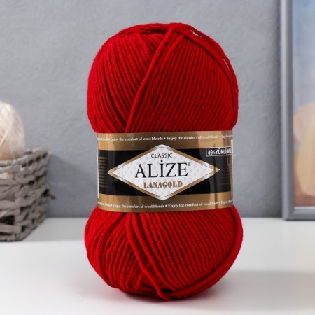 Yarn "Lanagold" 51% acrylic, 49% wool 240m/100g (56 red)