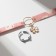 Set 2 objects: ring, chocker "Japan" cute, white-pink color in silver-gold metal, 30 cm