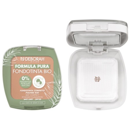 Powder-foundation Tonal Deborah Milano Formula Pura Fondotinta Bio, tones 04 caramel, 9 g