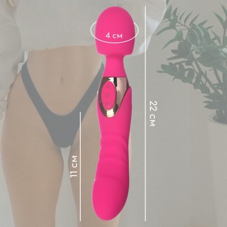 Vibrator bilateral oka-hoods, 14 modes, 22 × 4 cm, Soft silicone, pink-4