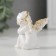 Souvenir Polystone "angel with the head on the knees sits" white with gold 4.5x3.2x4.5 cm