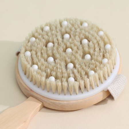 Massage brush for the body of the share, with a strap, natural bristles-3