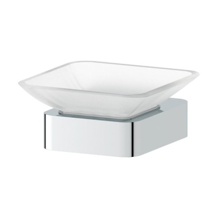 Holder with a soap dish, matte glass, chrome