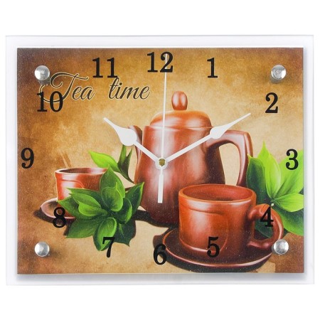 Carty clock is wall-mounted, interior "tea set", silent, 25 x 20 cm