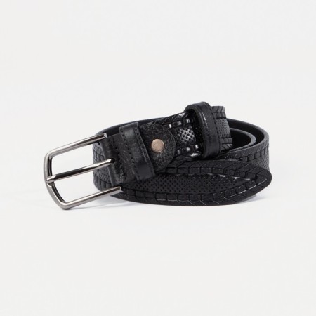 Children's belt, width 3 cm, screw, buckle metal, black color
