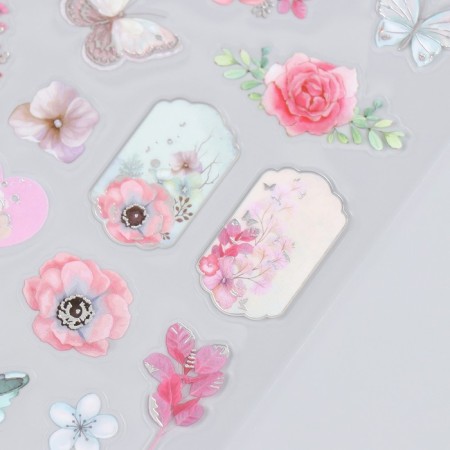 Plastic sticker "Birds and flowers" with silver stroke 10x27 cm-2