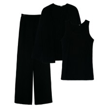 Female set: jacket, shirt, trousers, size 46, black color