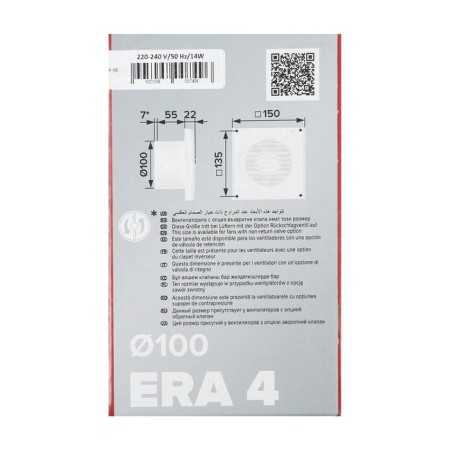 Expitable ERA 4C, 150x150 mm fan, d = 100 mm, 220–240 V, with a check valve-5