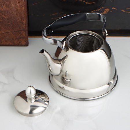 Kapriz stainless steel teapot, 1 l, chrome color-5