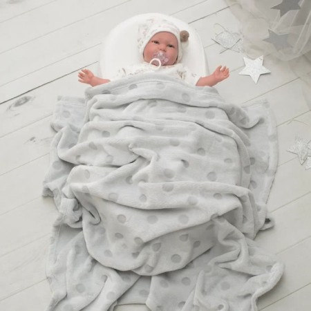 Blanket - "peas" bedspread, size 100x118 cm, gray color