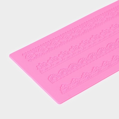 Silicone rug for icing Dalyan "Narrow stripes", 39 × 12 cm, pink color-2
