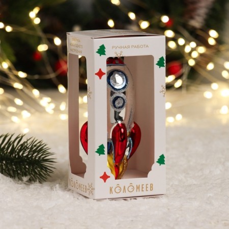 Christmas tree decoration "Rocket"., In a gift package, h- cm-1