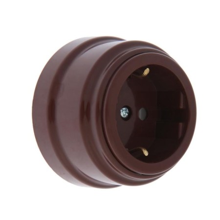BYLLECTRICA socket Retro RA16-0202, 16A, one, external, with salary, without cover, IP20, brown.