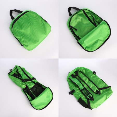 Folding backpack on lightning from textiles, 5 pockets, green color-6