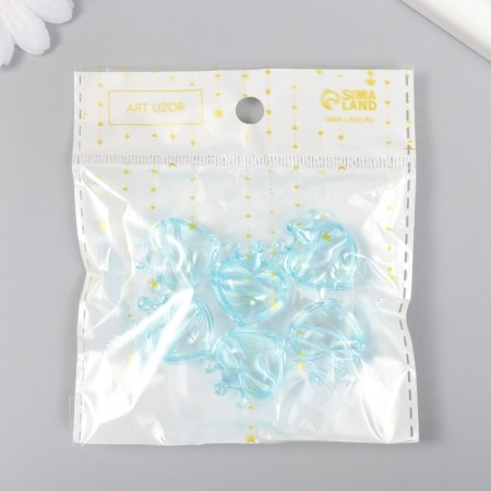 Bead for creativity plastic "Heart with a blue crown" 2.1x1.4x2.5 cm-3