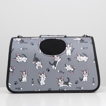 Bag - Animal Carrying "Playing Catets", gray, size L, 53 x 21 x 29 cm-1