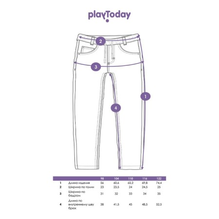 Джинсы для девочки PlayToday, рост 98 см-10