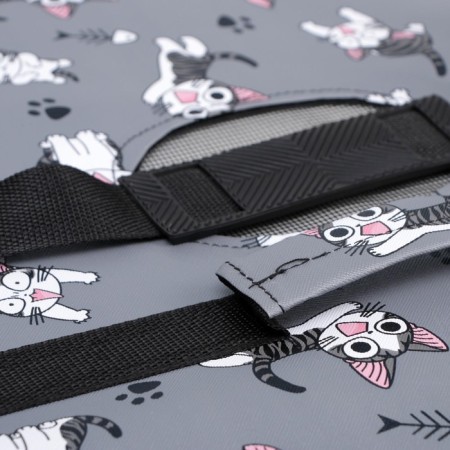 Bag - Carriage for animals "Playing cats", gray, size m, 40 x 21 x 27 cm-9