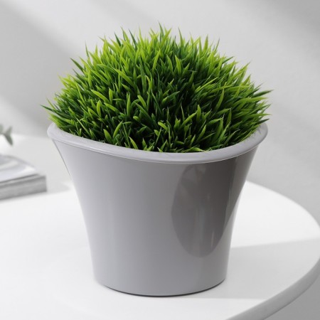 Kashpo for flowers with an insert "Lagoon", 600 ml, d = 13 cm, h = 9 cm, color gray color
