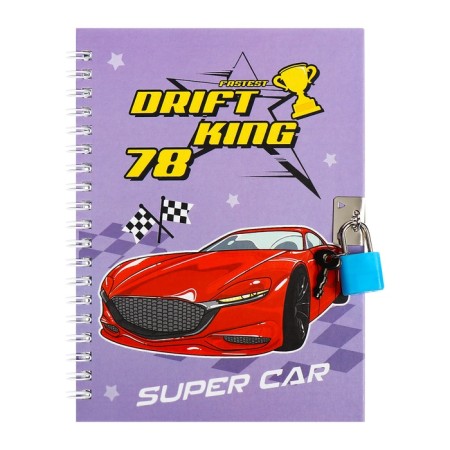 Gift notebook, 45 sheets, line, on the castle, on the crest, red car (17.8x13cm) 10549