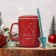 Ceramic mug with a spoon and a “Happy New Year” lid, 400 ml, red color