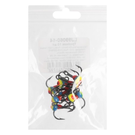 Triple hooks for Lucky John lure with colored drops, color Gyf, No. 06, 10 pcs.